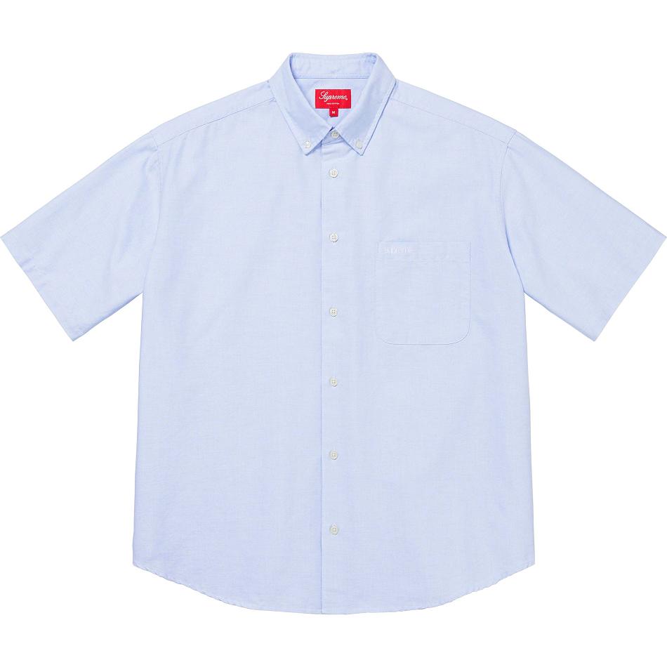 Supreme Loose Fit S/S Oxford πουκαμισα ασπρα μπλε | GR210HK