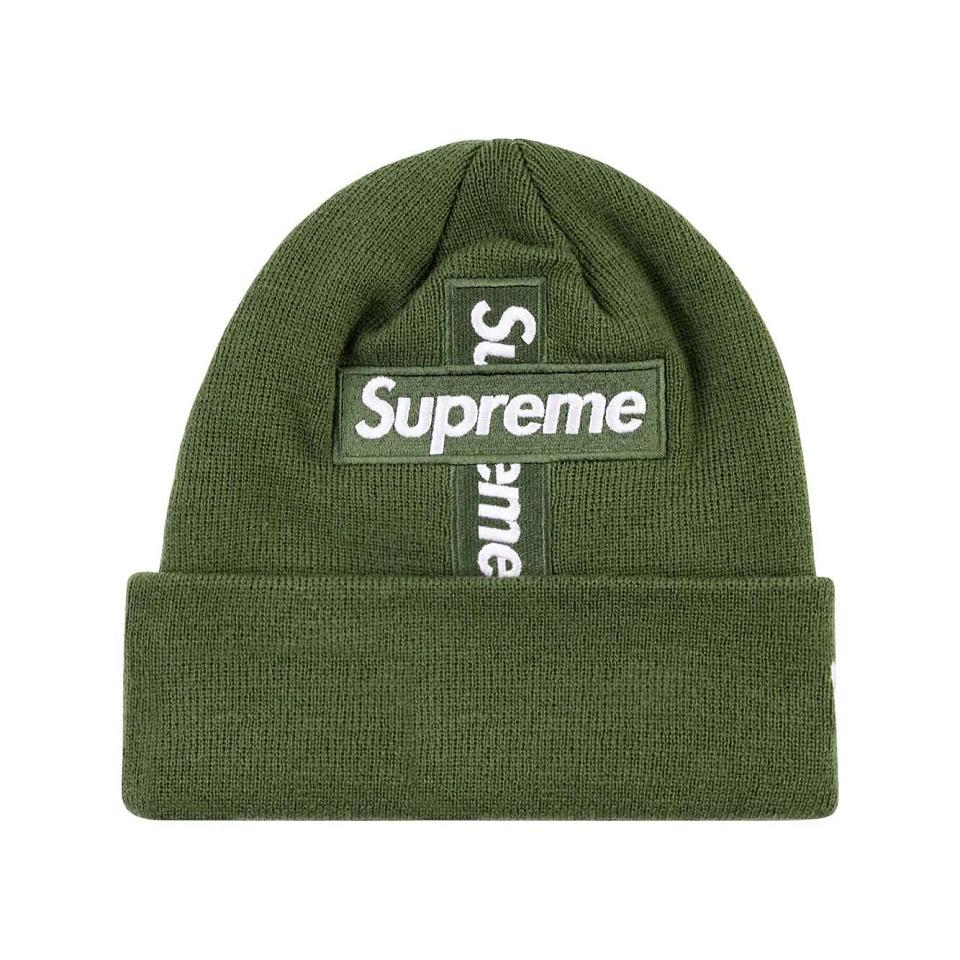 Supreme New Era Cross Box-Logo Beanie καπελα πρασινο | GR482WY