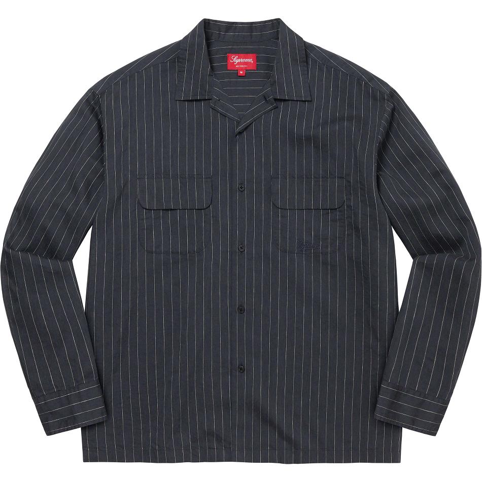 Supreme Pinstripe Linen πουκαμισα σκουρο μπλε | GR219NB