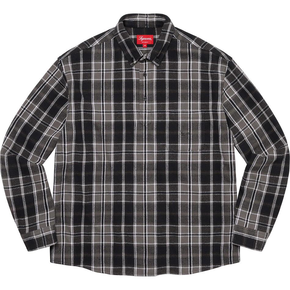 Supreme Pullover Plaid Flannel πουκαμισα μαυρα | GR212KI