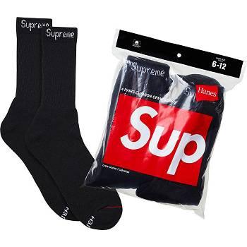 Supreme Hanes® Crew Socks (4 Pack) καλτσεσ μαυρα | GR486YU