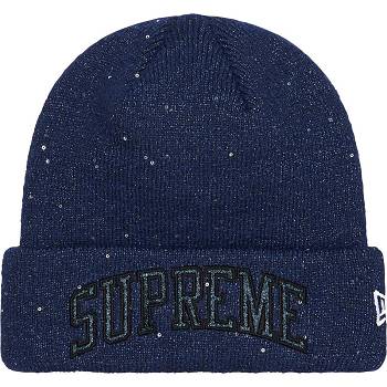 Supreme New Era® Metallic Arc Beanie καπελα σκουρο μπλε | GR446KI