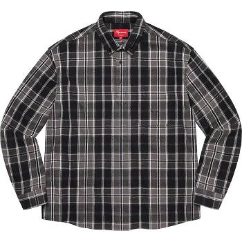 Supreme Pullover Plaid Flannel πουκαμισα μαυρα | GR212KI